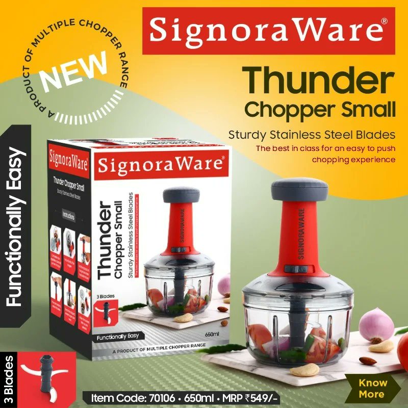 SignoraWare's tweet photo. Thunder Chopper Small for lightning chopping experience 

#signoraware #thunderchopper #thunderchoppersmall #plasticchopper #chop #handchopper #pushdownchopper #safe #quickchopping #vegetables #fruits #kitchentools #fastchopper https://t.co/L17NYJTGDW