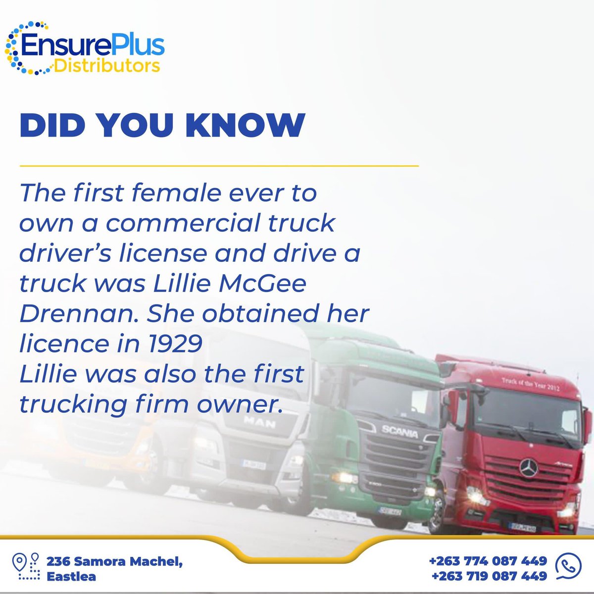 ensureplus_zw's tweet photo. #DidYouKnow #funfacts #trucks #cars #harare #zimbabwe https://t.co/MOBUSgu0kq