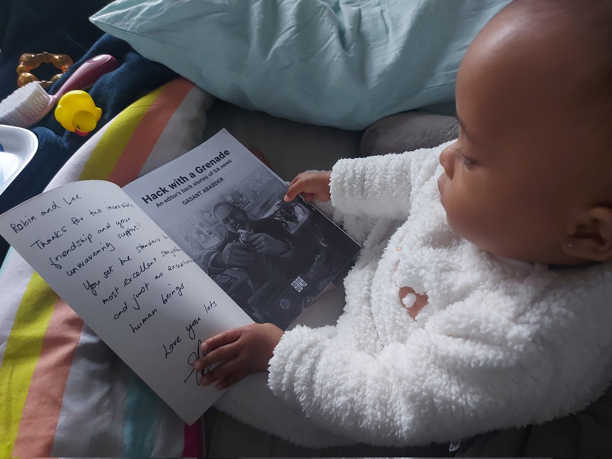 RobinAdamsZA's tweet photo. INVESTED.
#TwittersBaby loves her Uncle @GasantAbarder's book, #HackWithAGrenade.
Ayla has actually been doing some daily reading.
π₯°ππ€© https://t.co/OUrne2367J