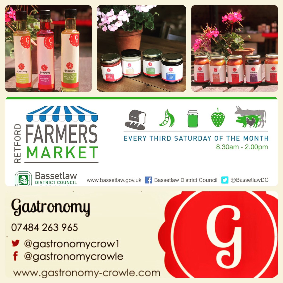 GastronomyCrow1's tweet photo. It’s Retford Farmers Market today! 
Come &amp; join us we have our Chutneys Pickles, Sauces &amp; Jams including our Summer Range of Fruit Vinegars, Honey Mustard Sauce &amp; Red Onions in Lime Vinegar!
#retfordfarmersmarket #retford #northnotts #summerinspiration #artisanfoodproducers https://t.co/6ITrH5brPJ