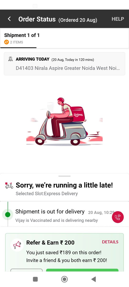 arindam_2801's tweet photo. This is @LiciousFoods 's "Express delivery" which promises delivery in 120 mins and makes the customer wait for more than 3 hours... Pathetic customer service. Last order from you #licious https://t.co/v5SvVuXZUw