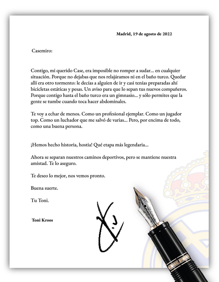 Modric e Kroos despediram-se de Casemiro com duas cartas emocionantes publicadas na <a href="/marca/">MARCA</a> 🤍