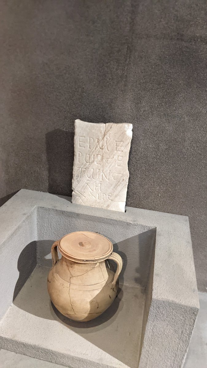 NikosTsivikis's tweet photo. Fine funerary inscriptions found in #Nicopolis in #Epirus Vetus, telling us how common late #Roman burials looked on the outside, and how the deceased were marked. From the excellent Nicopolis Museum in #Preveza https://t.co/mSS8yS7tfp