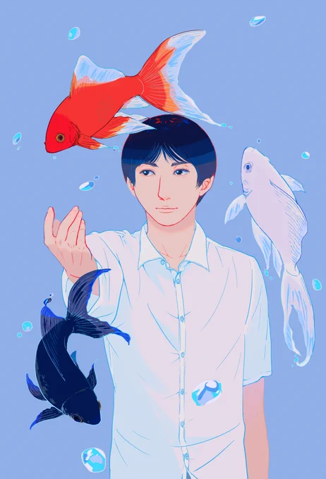 Kさんの線画塗らせていただきました透明感難しい・・・  