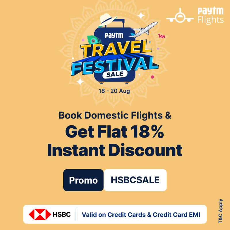 PaytmCheckin's tweet photo. ⚠️Paytm Travel Festival Sale Ends TONIGHT!🕛
🤦‍♂️Please don't miss these phenomenal flight discounts!✈️
Hurry! Book your flight on Paytm now!🏃

#travelkaro #paytmkaro #savekaro 
@HSBC