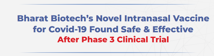 DrscEditorial's tweet photo. Bharat Biotech has completed phase 3 clinical trial and heading towards regulatory approval to introduce India's first intranasal vaccine BBV154 for targeted immunization against Covid-19
Read full article at- https://t.co/W4LTl2Lk1Y
Reach us at-  https://t.co/7MQ4VUHDXt https://t.co/OaYb4s0AIy