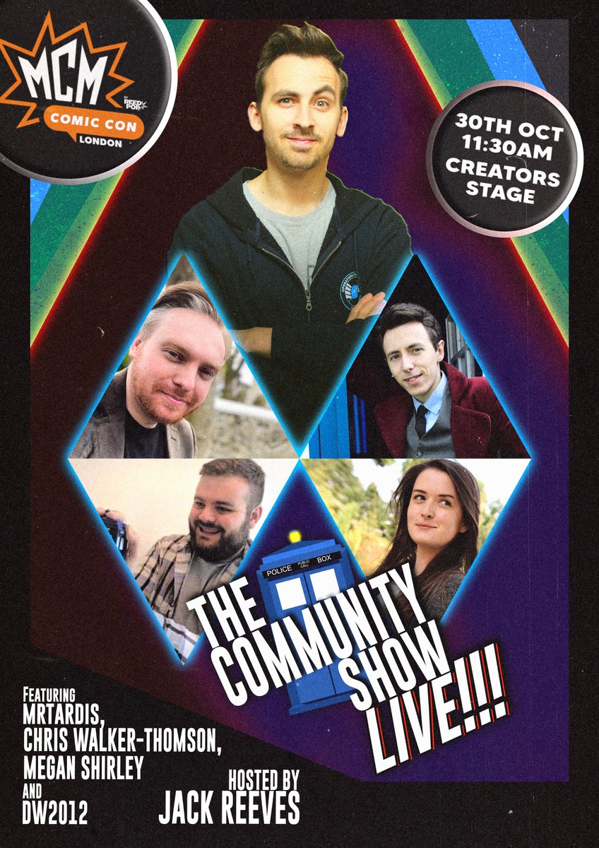 WhoCommunity's tweet photo. "Here we go again!"

🚨Doctor Who: The Community Show RETURNS to @MCMComicCon this October!🚨

-30th Oct, 11:30am-

With Special Guests @TrilbeeReviews, Chris Walker-Thomson, @meg_h_s and @DW2012_!

A Doctor Who Quiz, Community Show Outs and a Q/A. Will you be joining us? https://t.co/S5ug0OG5qe