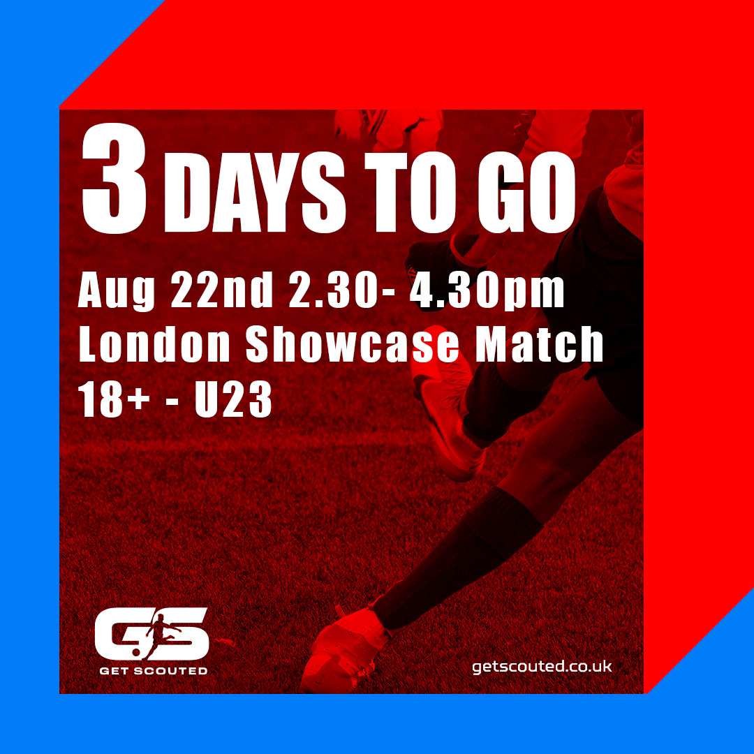 GScouted's tweet photo. **3 DAYS TO GO**

GET YOUR TICKETS FOR THE GS SHOWCASE MATCH

https://t.co/TCjt07LrWT
https://t.co/dD3RlfOfee 
https://t.co/qDVW0UiQNJ 
https://t.co/1PleQmkmbg 

Venue: Rectory Park, UB5 6AU

Date: 22/08/2022 https://t.co/7bcKqri7Q1