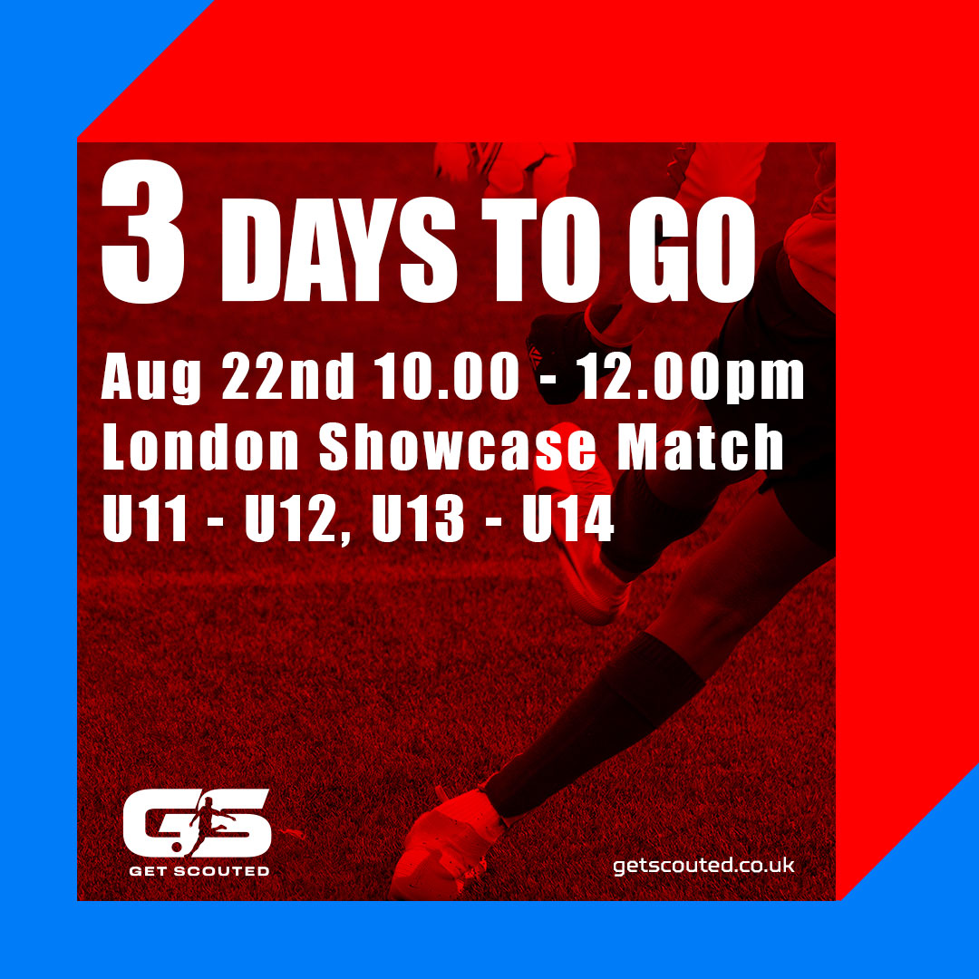 GScouted's tweet photo. **3 DAYS TO GO**

GET YOUR TICKETS FOR THE GS SHOWCASE MATCH

https://t.co/TCjt07LrWT
https://t.co/dD3RlfOfee 
https://t.co/qDVW0UiQNJ 
https://t.co/1PleQmkmbg 

Venue: Rectory Park, UB5 6AU

Date: 22/08/2022 https://t.co/7bcKqri7Q1