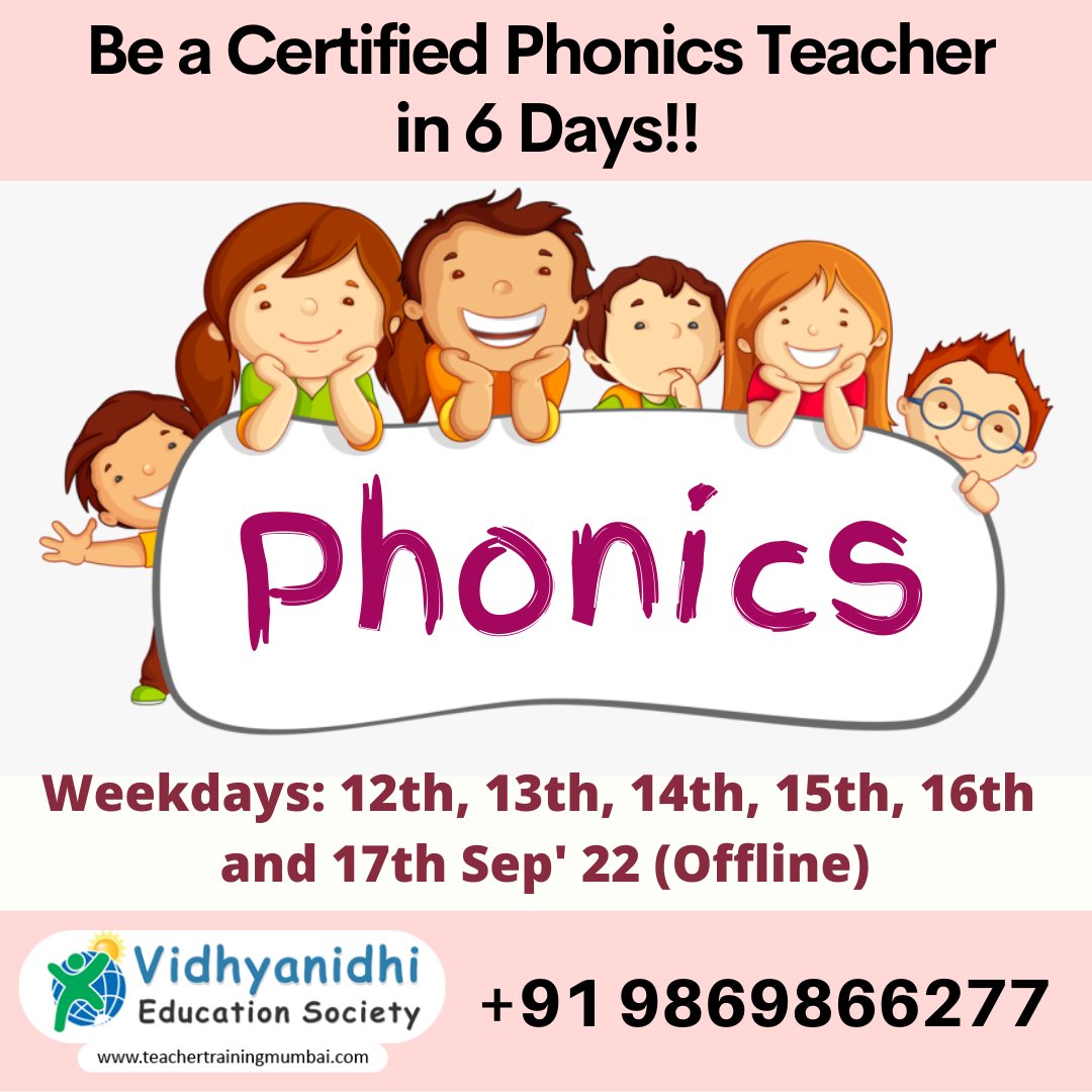 DiplomaTraining's tweet photo. Hi! 😃
Be a Certified Phonics Teacher in 6 Days.
Start your own Highly in Demand Phonics Classes. 
Our OFFLINE - ’CERTIFICATE PROGRAMME IN PHONICS TEACHERS' Training 
#phonicslessonsforadults
#phonicsclassesforadults
#teachingvowelsoundstoadults https://t.co/sQlbx9Jkao