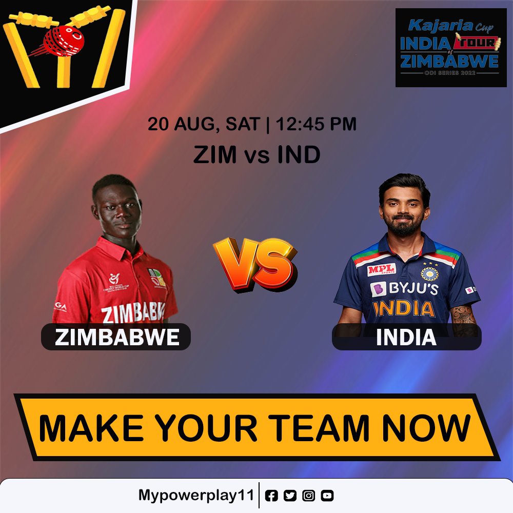 Will India Continue to Impress 😉 Or Zimbabwe will look to level the Series today 🧐 Watch live at 12:45 PM Download the App now 😉 👉 mypowerplay11.com #indiacricket #bcci #INDvsZIM #zimvsind #hararesportsclub #zimbabwecricket #indiancricketteam #playfantasycricket