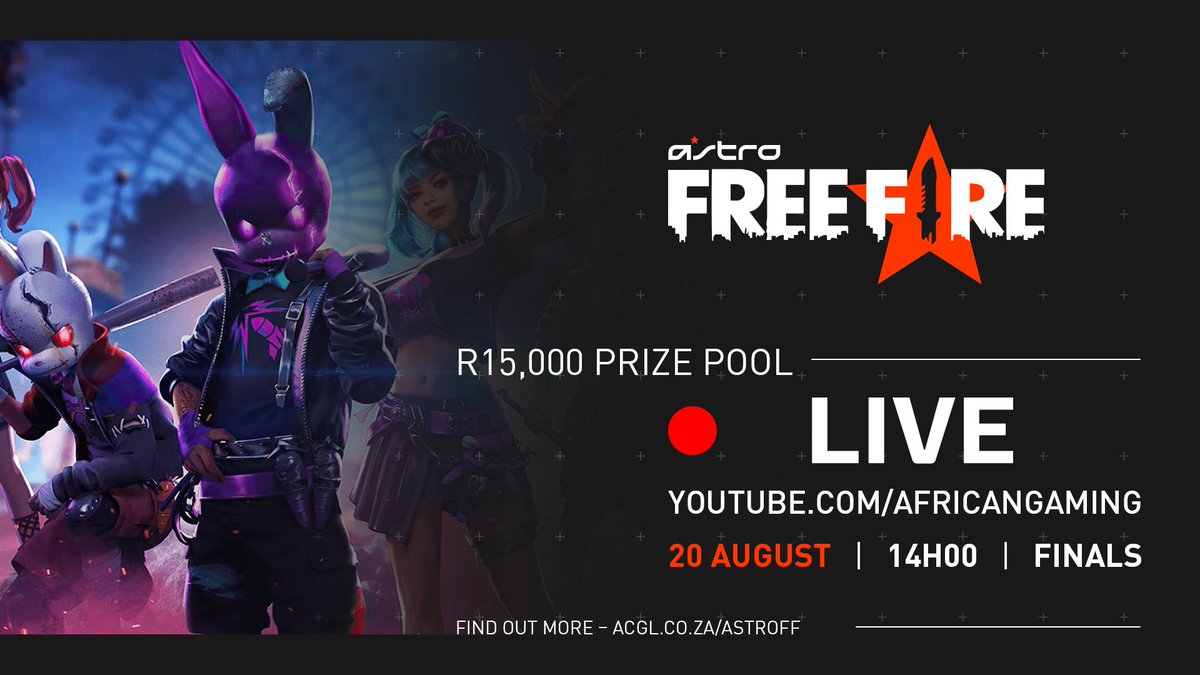 AfricanGaming's tweet photo. ๐ฐ R15,000 cash up for grabs in today's #ASTROFF #FreeFire series final!
๐บ Join the action live from 14h00 with TwoFaced FF + SNOW X FF om casting duty: https://t.co/bnxcpg3gpW
#FreeFireZA #FreeFireAF #EsportsZA #esports #AfricanEsports #gamingZA #gaming #MobileEsports https://t.co/MfiwFZg0SO