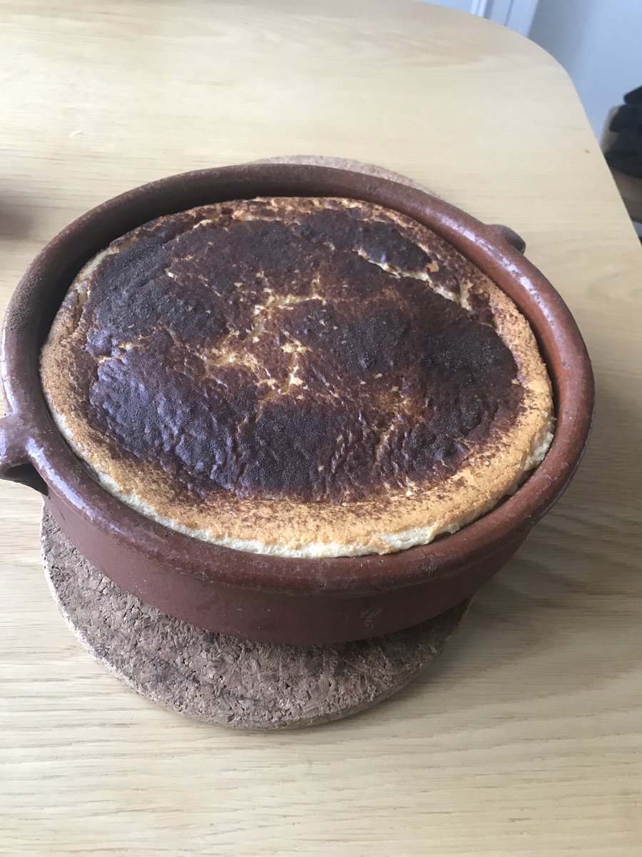 A delicious “baked custard” type pudding - which rose beautifully in the oven - made with sour milk. Waste not, want not. (And other sanctimonious smugness)