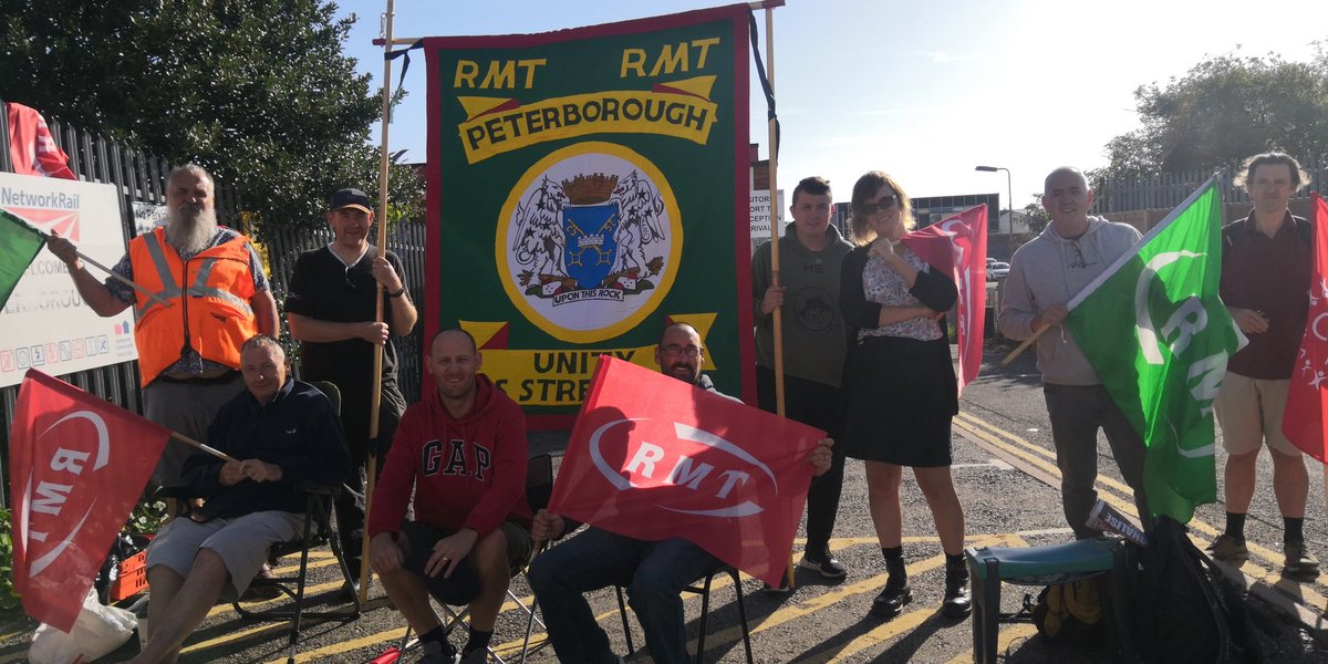 danstanleyuk's tweet photo. @RMTunion 

Peterborough Branch out in force this morning standing firm against the attack on our jobs,  wages and T&amp;C's. https://t.co/TDnZbJWot4