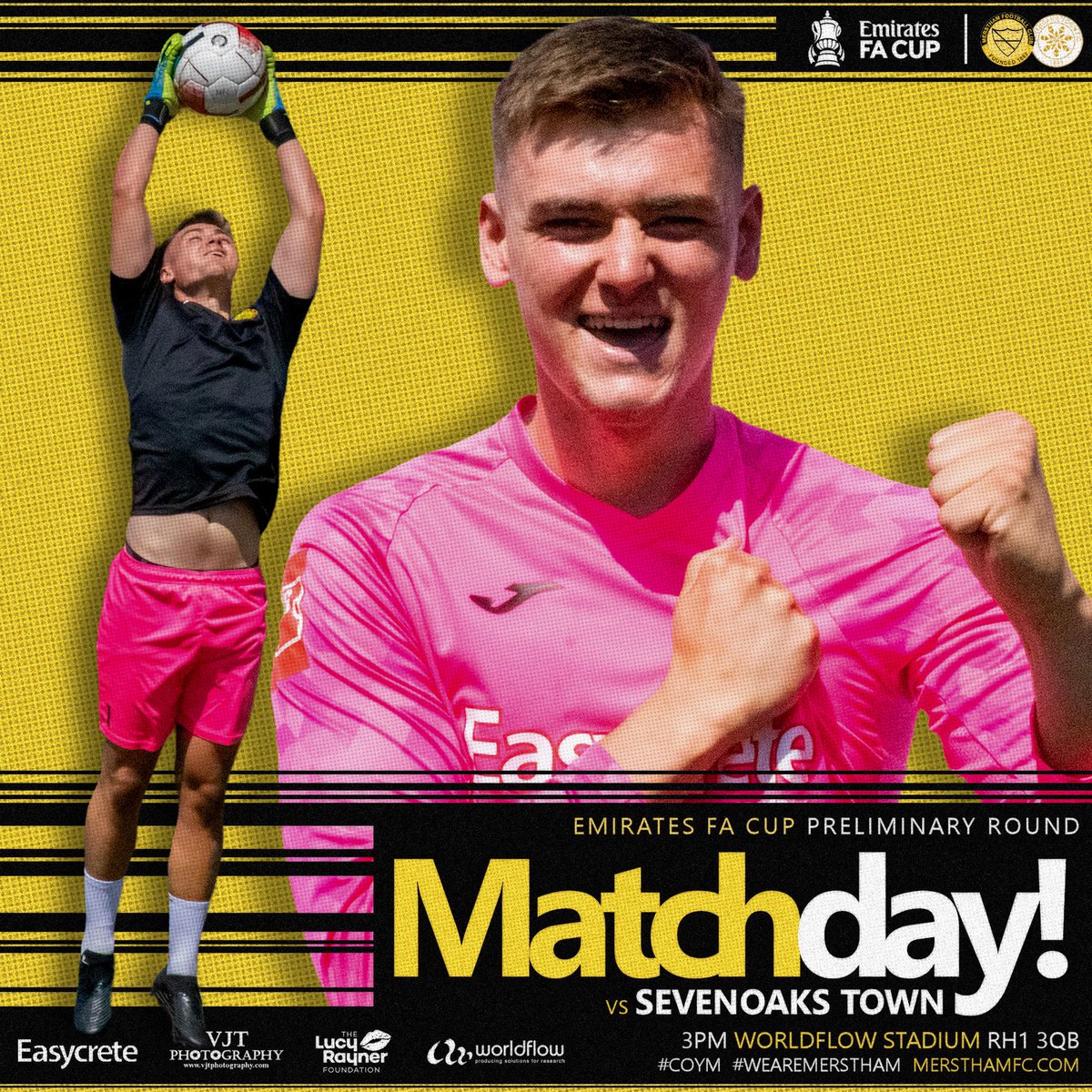 𝗠𝗔𝗧𝗖𝗛𝗗𝗔𝗬

𝗧𝗵𝗲 𝗺𝗮𝗴𝗶𝗰 𝗿𝗲𝘁𝘂𝗿𝗻𝘀… 🏆✨

Join us this afternoon when we welcome <a href="/SevenoaksTownFC/">Sevenoaks Town FC</a> in the <a href="/EmiratesFACup/">Emirates FA Cup</a>. 

#COYM | #WeAreMerstham 🧡🖤