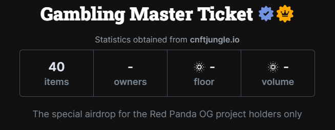 Pettopiacnft's tweet photo. Yo guys, your ticket now has been verified on JPG Store !!
#Pettopia #CNFT #CNFTGiveaway
#Gamblingmasterticket https://t.co/EBB5zsFnCH