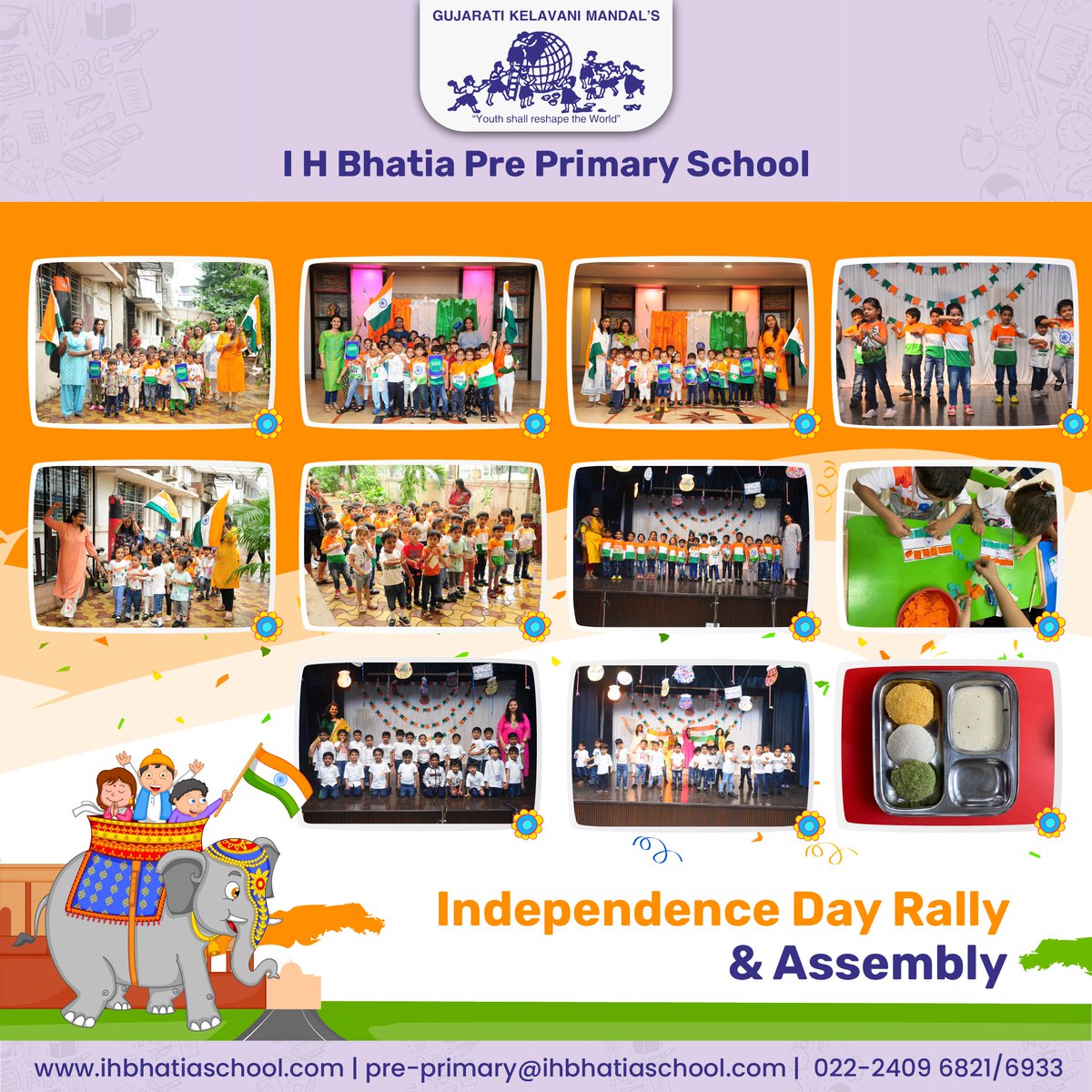 @IHBhatiaPrimary school marked the #75thIndependenceDay all through the week with a variety of #activities. Children performed on stage,  participated in a #rally on the #schoolcampus with the slogan of #HarGharTirangaa & made flags as an activity involving #sensorymotorskills.