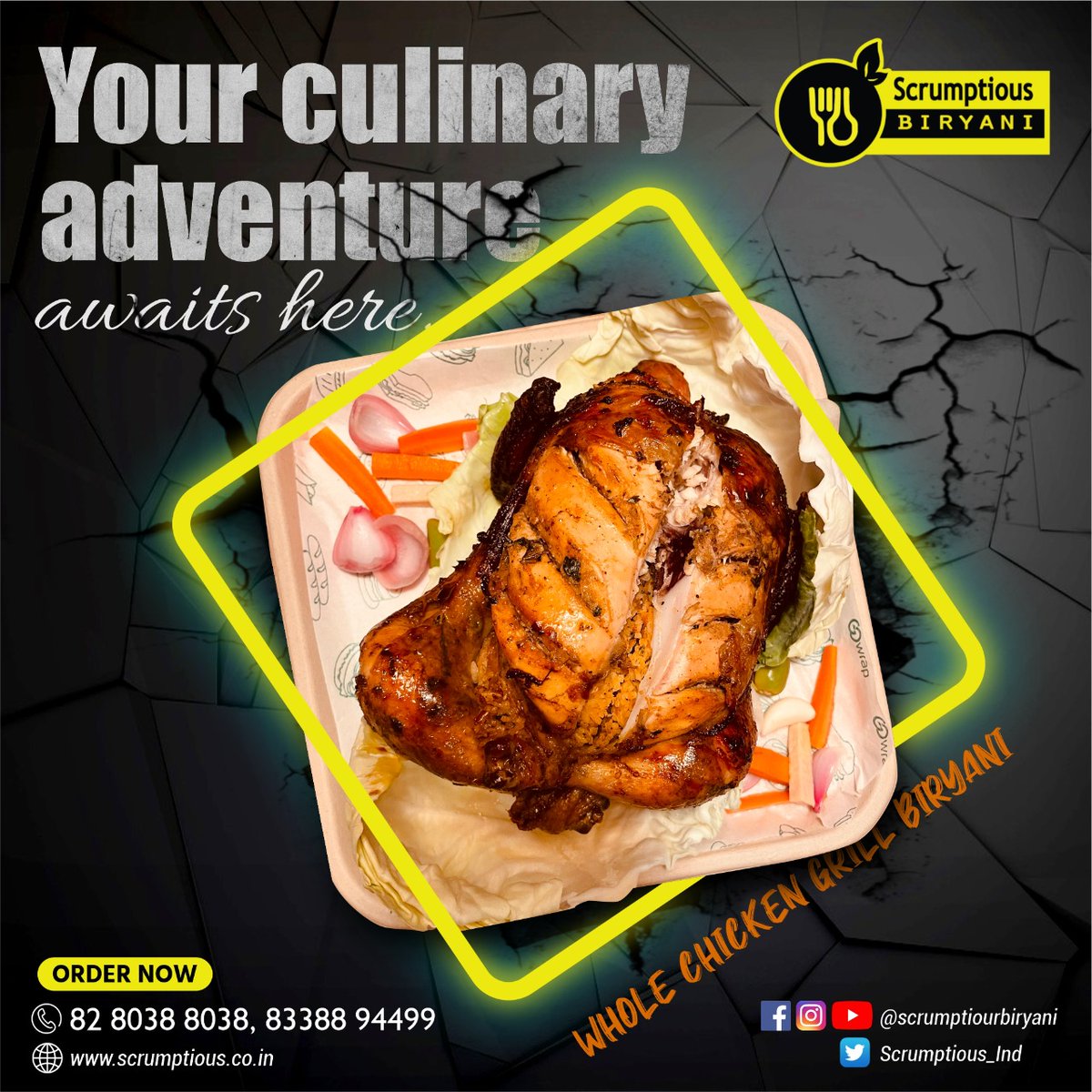 scrumptious_ind's tweet photo. Dedicated to the #foodies of #Odisha...

For the first time in our #Biryani Menu...

"Scrumptious Whole #ChickenGrillBiryani" is Awaiting for You. 

✆  Call/WhatsApp - 8280388038 / 83388 94499 
⦿  Web https://t.co/TPlvRCa072

#chickengrill #food #foodlover #Bhubaneswar https://t.co/Elim9l5XsE