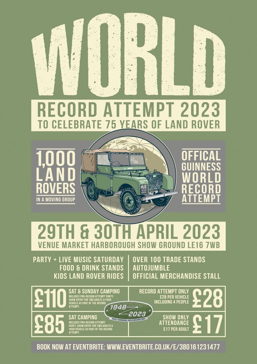 InspiredTours's tweet photo. @LandRoverCentre Please RT about our Land Rover 75th Anniversary gathering and Guinness World Record attempt taking place over 29/30th April 2023. https://t.co/Ng540CirMj