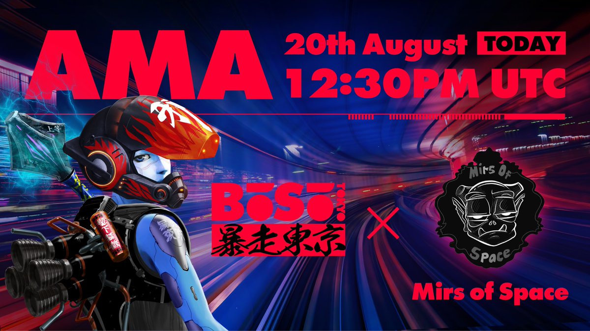 We are excited to welcome an amazing team from <a href="/MirsofSpace/">Mirs of Space</a> today 🔥

⏰TODAY 12:30PM UTC

We love their vision and the team members.

Make sure to join the space and get to know them👍

x.com/i/spaces/1gqxv…

#BOSOTOKYO #Mirsofspace #AMA