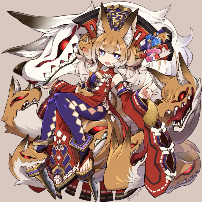 手癖キャラデザ2人目できた!狐耳まろ眉はいいぞ! 