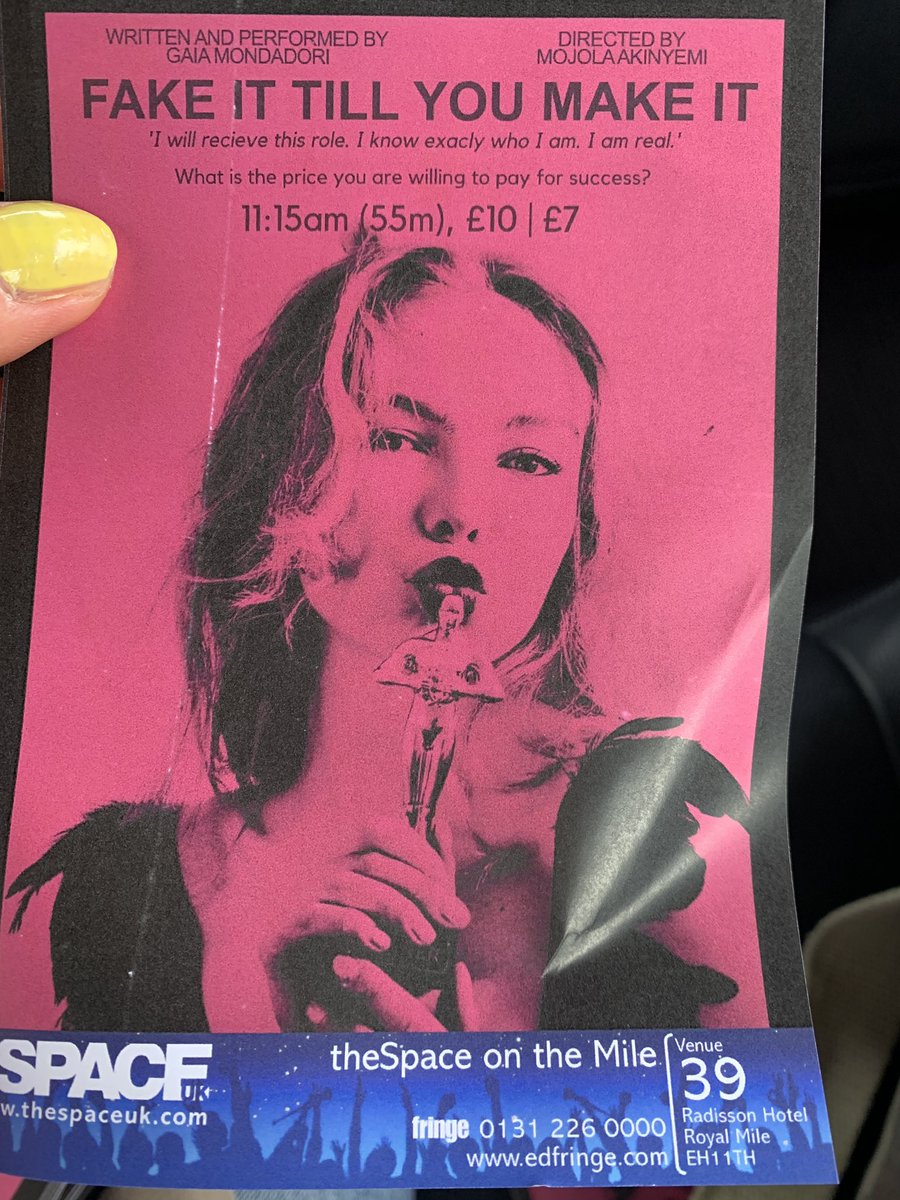 Final show today! 11:15am The Space on The Mile! Don’t miss this ⭐️⭐️⭐️⭐️⭐️ “powerful and brilliant” “wonder of a one-woman show”!