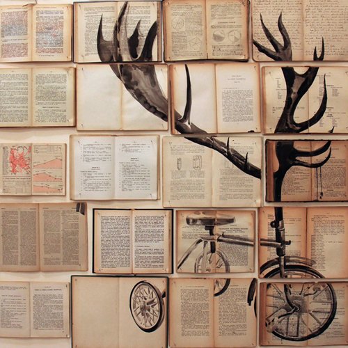 womensart1's tweet photo. Ekaterina Panikanova, contemporary artist known for using a formation of books as a canvas for her artworks #WomensArt https://t.co/u6LBEfef8X