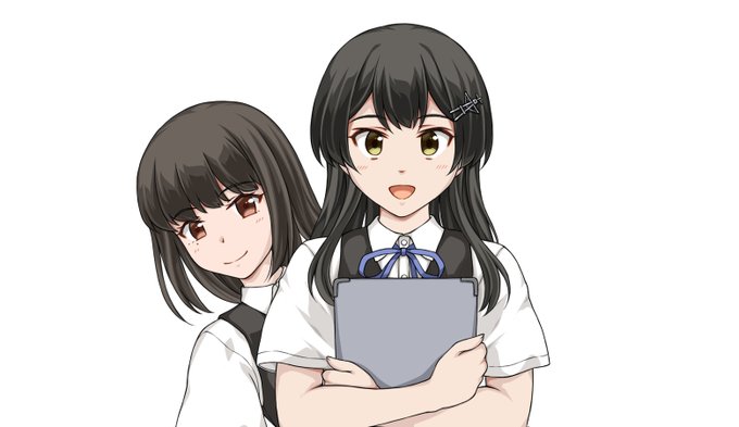 先日の親潮と早潮の絵、早潮の顔の差分も作ってはいたのだ。早潮の右目元の黒子は2つあるようで。 