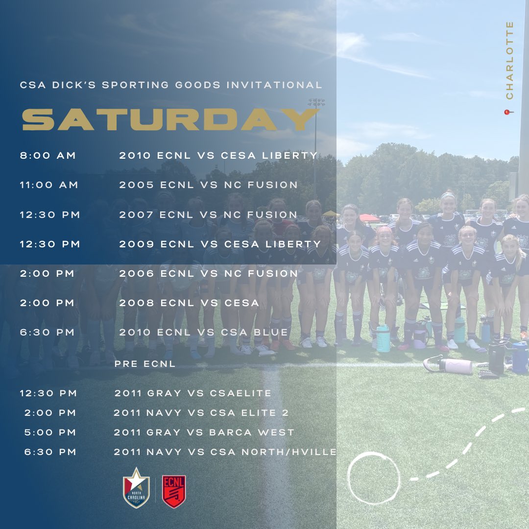 NCFC_ECNLGirls's tweet photo. ‼️ FIRST GAMEDAY ‼️Pre ECNL and ECNL kick off their season today at the CSA Invitational in Charlotte. 2010 ECNL starts off the day! Good luck ladies!! @NCFC_Youth https://t.co/WS6meYBqiG