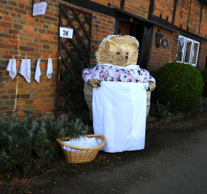 MrsWaterVole's tweet photo. Mrs Tiggy-Winkle at the Flamstead Scarecrow Festival yesterday https://t.co/Z98MPinVFL