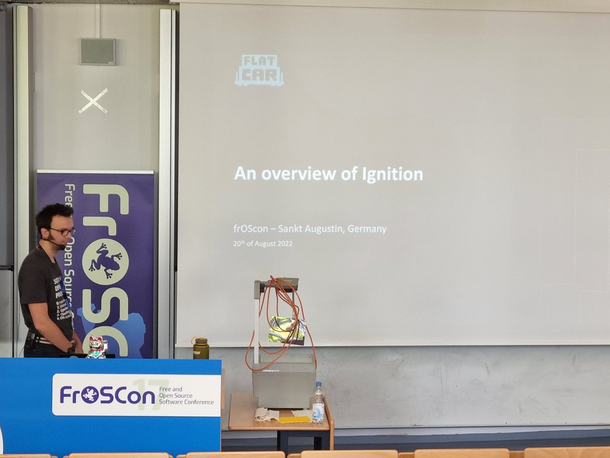 ThiloFM's tweet image. Up now: @tormath1 talking about Ignition for provisioning-time configuration of Linux.
Details here: programm.froscon.org/mobil/#talk_27…
#FrOSCon2022 #Flatcar