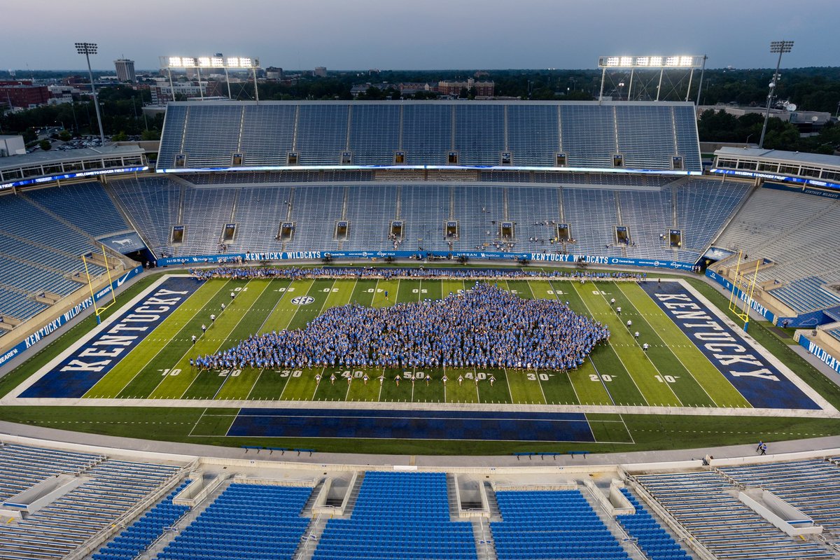 This year’s incoming freshman class vs. last year’s incoming freshman class at Big Blue U at Kroger Field. This year’s class is the largest in UK history.