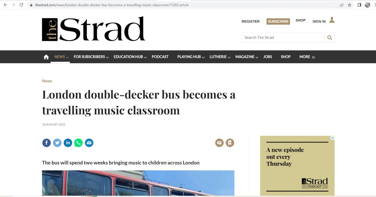 LycaeumMusic's tweet photo. We made it to the press! 🙂
Many thanks to @TheStradMag for sharing our story and helping us offer affordable music education to a wider audience! https://t.co/ut7IKgLnt8
MusicOnWheels 
https://t.co/ADJ8A0QFPO
#lycaeummusicinpress #lycaeummusic #MusicOnWheels #musicforkids https://t.co/bXGsF43DV2