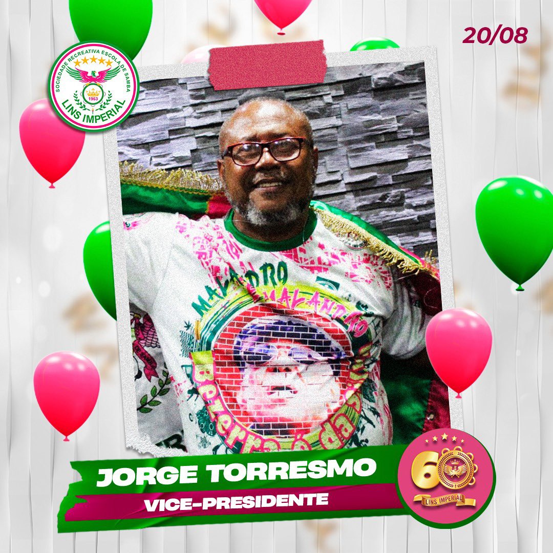 linsimperial's tweet photo. É com muita satisfação que comemoramos hoje mais um ano de vida do nosso querido vice-presidente, Jorge Torresmo. 

Muitas felicidades e saúde!

#linsimperial #carnaval2023 #comunidadelins #linsdevasconcelos https://t.co/GTtV8kV633