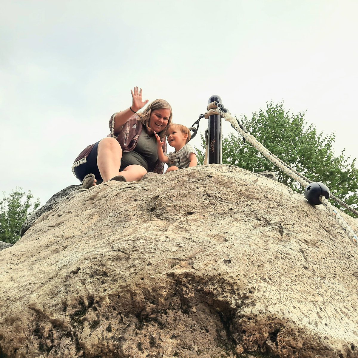 NancyTownsley3's tweet photo. My daughter climbs mountains for her kid. I'm still amazed I get to witness this stuff. #grammalife #saturdaymorninghappypic https://t.co/70TjPIvKVo