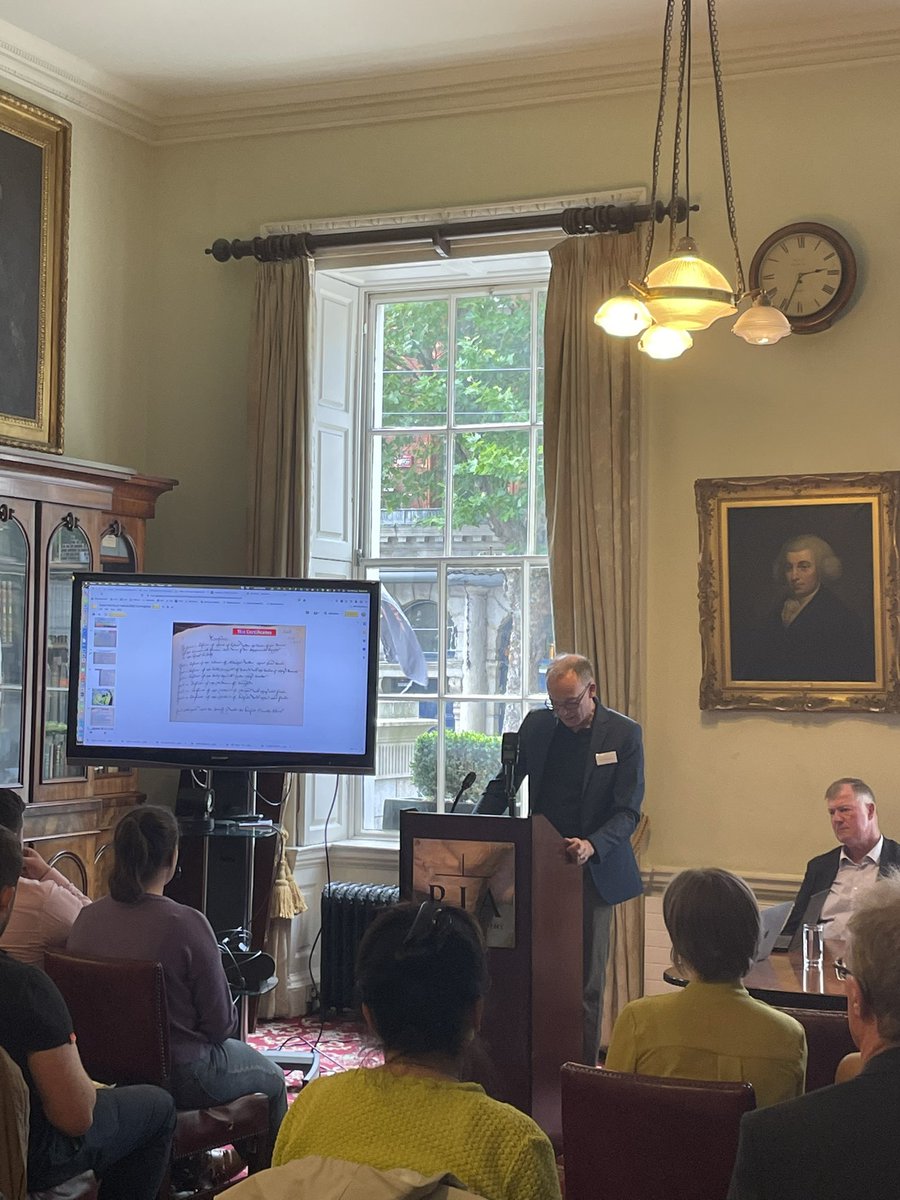 TudorStuartIre's tweet photo. Up now in 5B is Sean Cunningham @UkNatArchives talking on Richard Edgcombe and Henry VI's plans to rule in Ireland during
the first years of Tudor kingship. #tsix https://t.co/yI6BVsG8LK