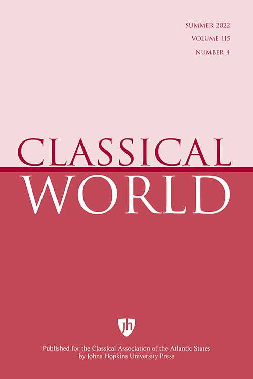 YaleClassicsLib's tweet photo. New issue of  Classical World Vol. 115, No. 4, Summer 2022 https://t.co/5qg5Lbj1tp  @ProjectMUSE @JHUPress @ProfBoeotia https://t.co/RLHudW1ynQ