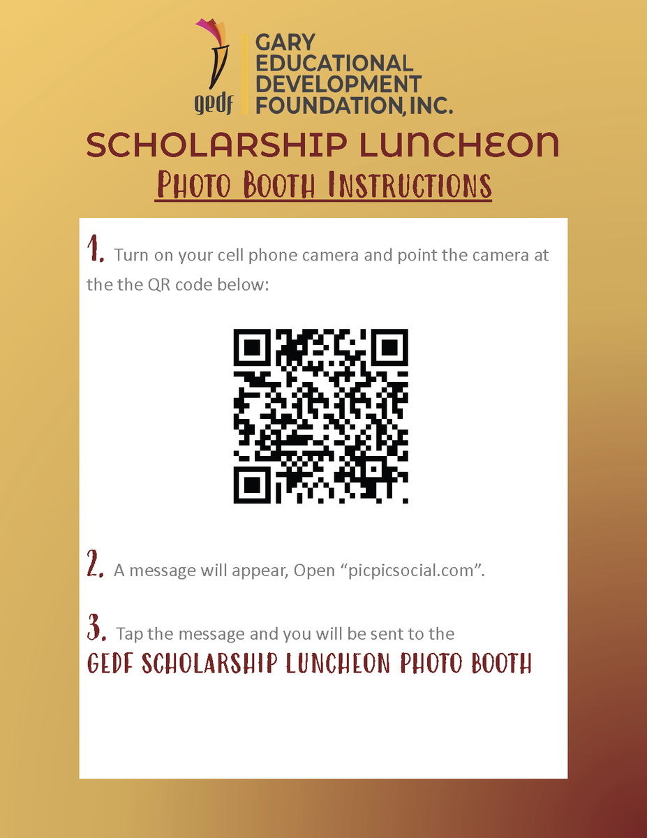 teamgedf's tweet photo. Picture time!!!! If you have ever attended a Gary High School! Drop your picture in our photo booth!!!!  Let's go! #GEDF 
Scan the QR code below or click: https://t.co/dFLbQmcguu https://t.co/rBGIlCZD3c