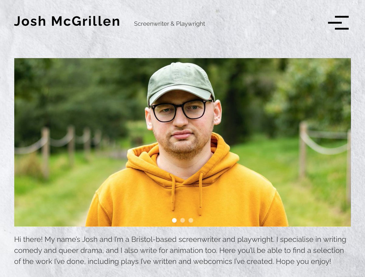 I've completely revamped my website, including a write up on Jackson Scott, samples of my scriptwriting and every strip from <a href="/ayscomic/">At Your Service</a>. Check it out! ✍️🏼

🔗 joshmcgrillen.co.uk