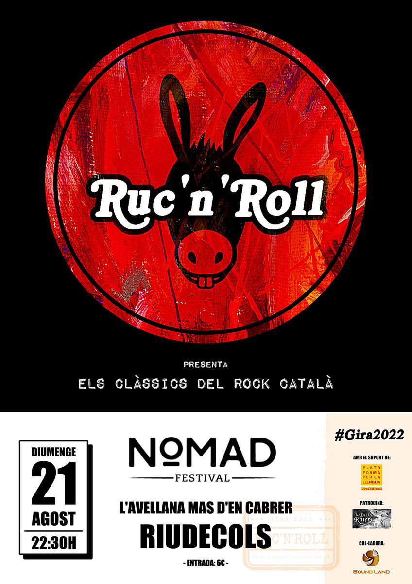 ruc_n_roll's tweet photo. 📣📣 ATENCIÓ: ÉS DEMÀ‼️

🗓 Diumenge 21 d'agost
⏰ 22:30h
📍 L'Avellana Mas d'en Cabrer
#Riudecols [#BaixCamp]

NO US HO PERDEU!!!
🔥🔥🔥

.
.
.
#LLENGUA
#CULTURA
#LLIBERTAT

#RUC | #ASE | #BURRO https://t.co/sU6p5I6EeQ