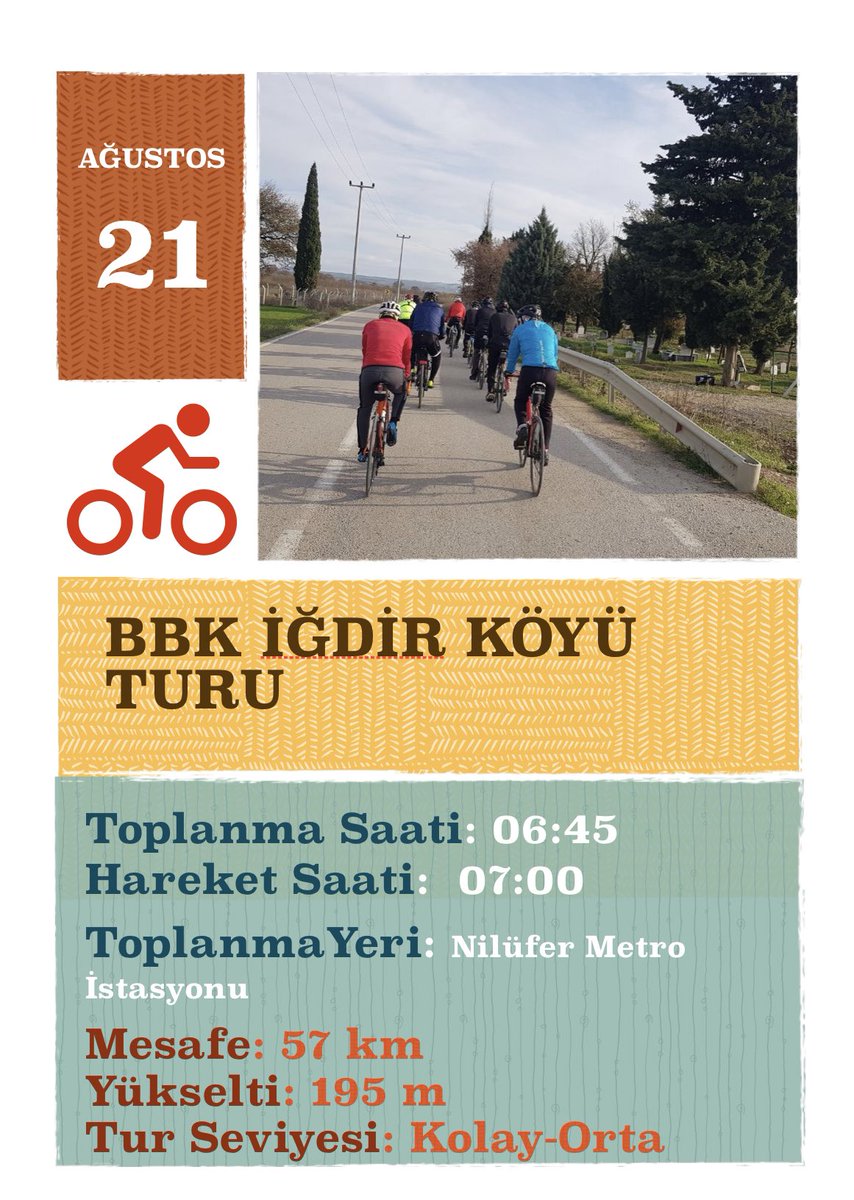 Yarın sizlerde aramızda olun. #bike
#biker
#bikes
#bursa 
#osmangazi 
#nilüfer
#yıldırım
#cyclingfhoto
#mudanya
#etkinlik 
#haftasonu
#doga
#aksamturu
#kamp
#seyahat
#iğdiry