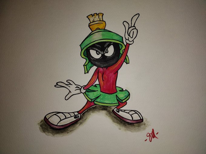 My Friday night shenanigans. Painting Marvin the Martian. 🙂 https://t.co/1rTMjF1smu