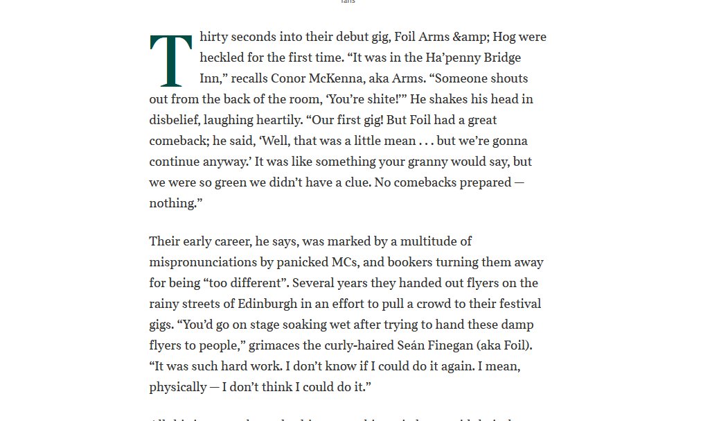 Sudipta_Sharmin's tweet photo. I managed to unearth the Times article on #FoilArmsAndHog titled "The Fun Boy Three". If any #FAHn were dying to read it like I was, jump in. A brilliant exploration of their friendship & work process, but I'm not thrilled about "Curly-haired Seán Finegan". https://t.co/NHshT2tq0w