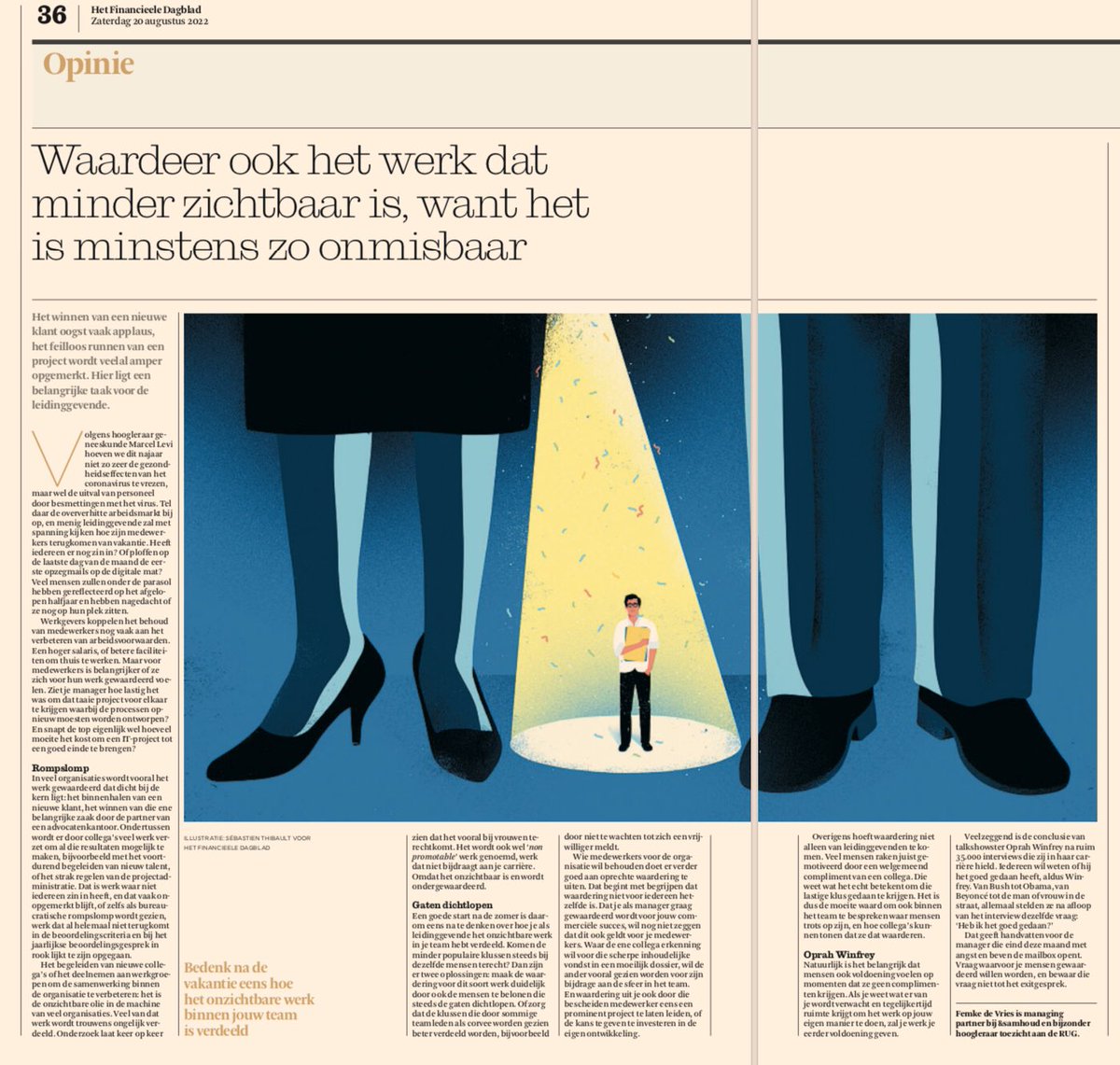 Westrik's tweet image. Heb ik het goed gedaan? 

Een goede start na de zomer. Als je weet wat er van je verwacht wordt en tegelijkertijd de ruimte krijgt om het werk op jouw eigen manier te doen, zal je werk je eerder voldoening geven. 
#werk #inzet #kaders #erkenning 

#Femkedevries @RUGJBW #FD