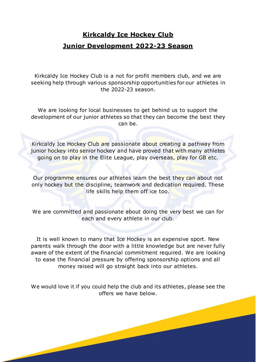 ice_kirkcaldy's tweet photo. Kirkcaldy Ice Hockey Club is seeking help through various sponsorship opportunities for our athletes in the 2022/23 season:

https://t.co/YX79elodN2

#SNLHockey https://t.co/WxsSDMoqFj