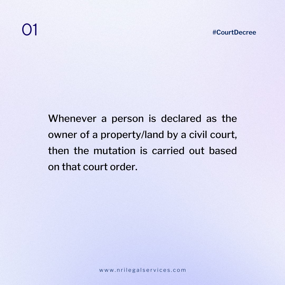 NRILegal's tweet photo. What is mutation of property? What do we understand from a #MutationofProperty based on a #CourtDecree in India? Read on to get an overview of this important topic - https://t.co/v3IBS9lM0s
#CourtOrder #OwnershipTransfer #PropertyinIndia #NRI #India #NRILegalServices #LawFirm https://t.co/lt94eQrU7V