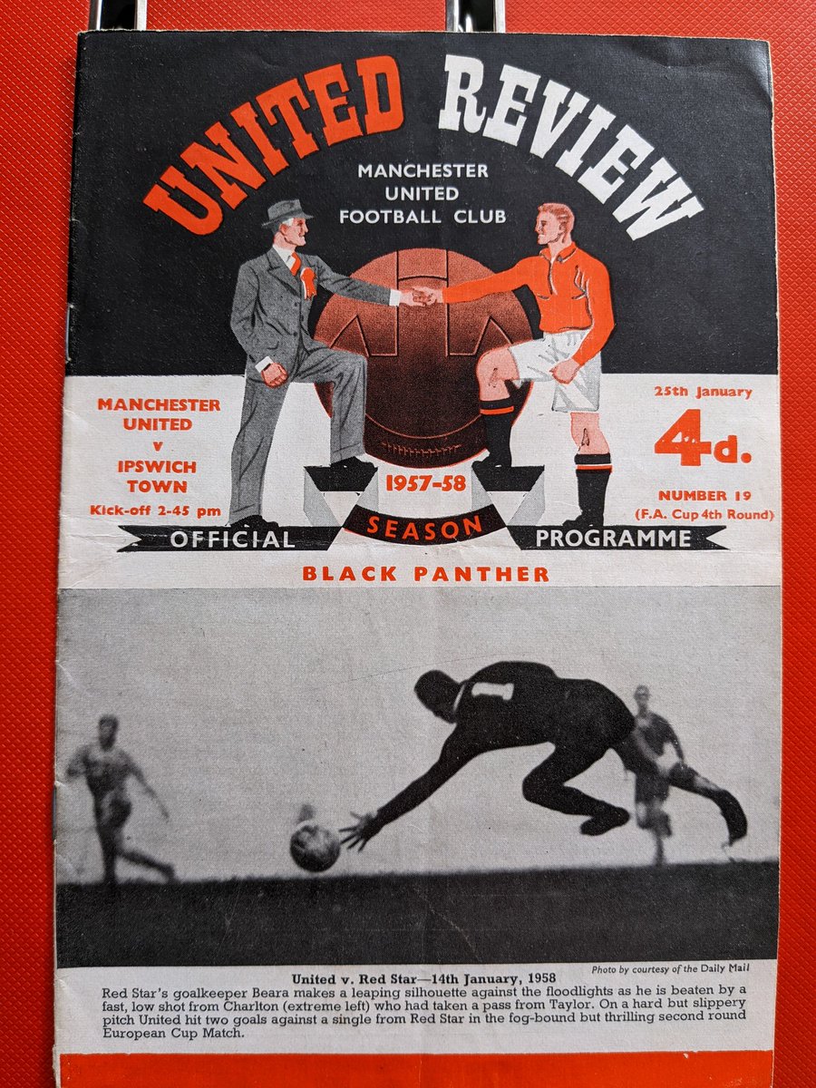 KeithLast5's tweet photo. The last match Manchester United played at Old Trafford before the Munich Disaster in 1958. 
#ManUtd v #Ipswich in the #FACup #MunichDisaster #Football #FootballProgrammes #FootballMemorabilia #ManchesterUnited #Munich #FootballHistory https://t.co/FxVpFnkWPy