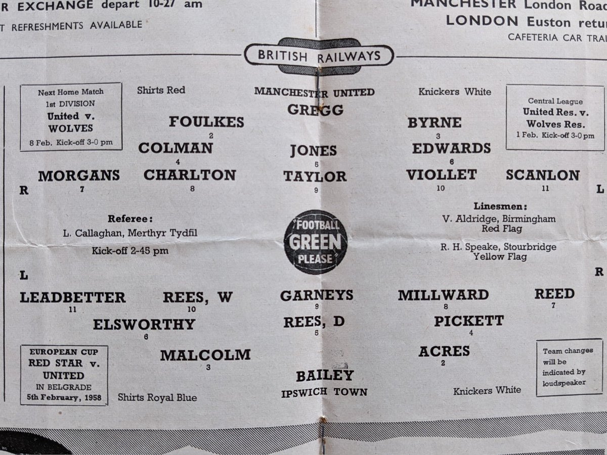 KeithLast5's tweet photo. The last match Manchester United played at Old Trafford before the Munich Disaster in 1958. 
#ManUtd v #Ipswich in the #FACup #MunichDisaster #Football #FootballProgrammes #FootballMemorabilia #ManchesterUnited #Munich #FootballHistory https://t.co/FxVpFnkWPy
