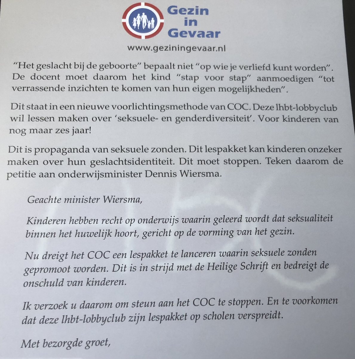 Free7Mark's tweet image. Het @refdag is weer een anti-homo campagne begonnen. Brief aan minister van #OCW Wiersma. Actie is ook gericht aan @COCNederland