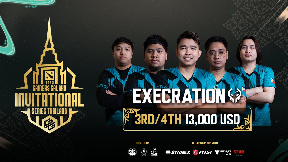 GAMERS GALAXY: Dota 2 Invitational HatYai Thailand (@galaxyracersea) on Twitter photo Congratulations to <a href="/ExecrationGG/">Execration</a> for being able to get a 3rd/4th place finish in the #GAMERSGALAXY: Dota 2 Invitational HatYai Thailand 2022!
It's been fun watching you all 🤍💙 Congratulations to <a href="/ExecrationGG/">Execration</a> for being able to get a 3rd/4th place finish in the #GAMERSGALAXY: Dota 2 Invitational HatYai Thailand 2022!
It's been fun watching you all 🤍💙